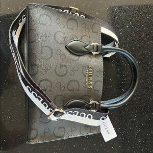 Guess Black and Brown Satchel with Structured Design